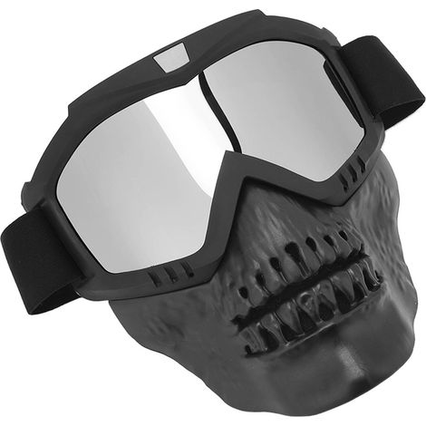 Motorradbrille mit Totenkopf-Motiv für Motocross, Quad- und Offroad-Rennen, Unisex, silber (1/5)