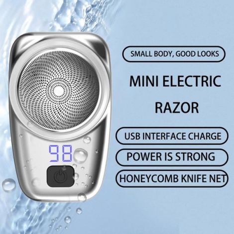 Rasoir Electrique - Tete Rotative - Autonomie 60 Min - Lavable Corps Entier - Affichage LED - Mini Argent - 1 Piece (1/4)