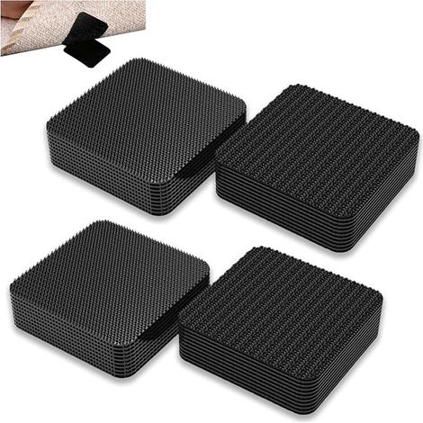 Scratch Autocollant Double Face Bande Adhésive Réutilisable pour Fixation Tapis de Voiture Ménage et Bricolage 50x50mm Noir (1/4)