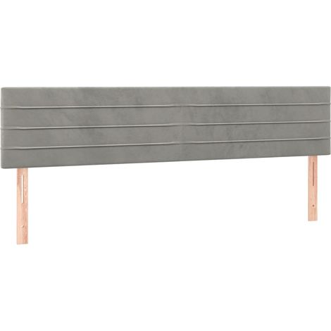 Testiera letto accessorio camera da letto mobile LED 200 x 5 x 78/88 cm tessuto in velluto grigio chiaro TDL0201314
