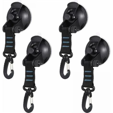 4 Pieces Caravan Suction Cup Anchor, Suction Cup Anchor Camping Suction Cup Anchor with Tether for Home, Car, Awnings, Tarps, Car Bungees (1/5)