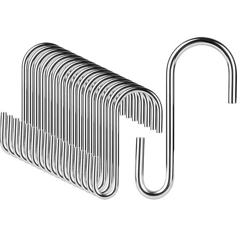 20 Pièces Crochet S,Crochet en S Inox,Crochet en S Metal Multifonctions,Crochets en Forme de S Suspension Tasses Casseroles Vêtements Serviettes Plantes Cuisine Salle (argent) (1/5)