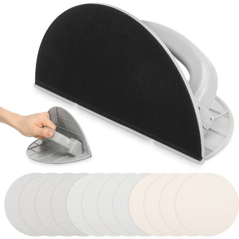 Ponceuse d'angle pour cloison sèche 90°, 12 feuilles, grain 120/180/240  Ponceuse manuelle semi-circulaire pour coins intérieurs et bords, bricolage et réparations domestiques (1/5)
