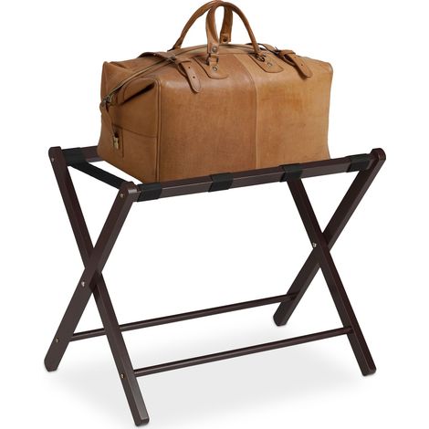 Relaxdays – Porte-valises pliant en bois 54,5 x 66 x 44 cm – Support à bagages pliable pour hôtels – Capacité 30 kg – Rangement facile