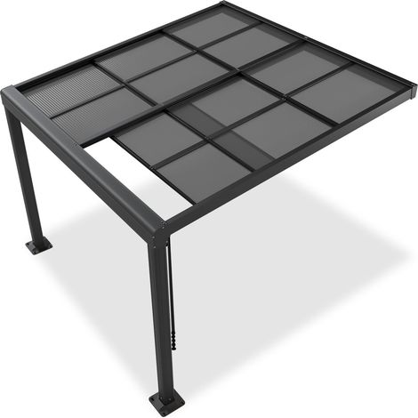 Tetto a terrazza Jakarta 3 x 3 m Tetto a terrazza in alluminio con tetto scorrevole e protezione UV