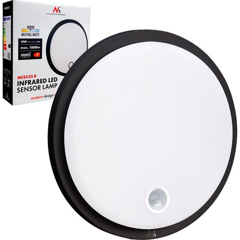 MACLEAN LAMPE LED MCE525 AVEC DÉTECTEUR DE MOUVEMENT  PIR 10 W IP65 4000 K 1000 LM PLAFONNIER POUR L'EXTÉRIEUR ET L'INTÉRIEUR A