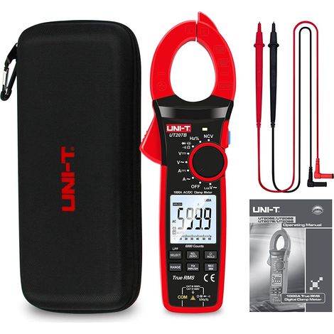 UNI-T UT206B UT207B UT208B morsetto metro amperometrico VFC Electrical Instruments DC/AC Current Voltage Tester Auto Range (1/4)