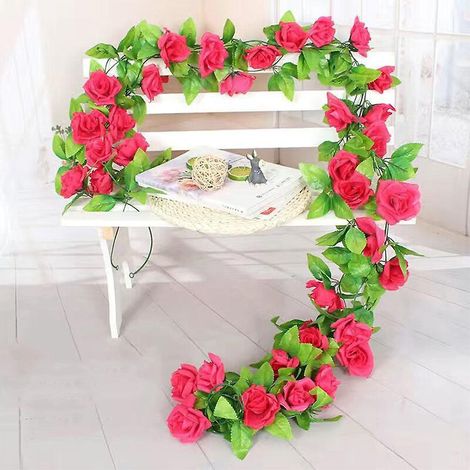 2 Pices 2.3mguirlande De Roses Artificielles Artificielle Rose Vigne Guirlande Fleurs Artificielles, Soie Fleur Guirlandepour Les Arches Ftes Dco (1/5)