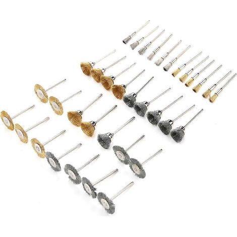 35-teiliges Set aus Drahtbürsten, Polierscheiben aus Messing und Stahl, elektrisches Schleif- und Rotationswerkzeug-Zubehör