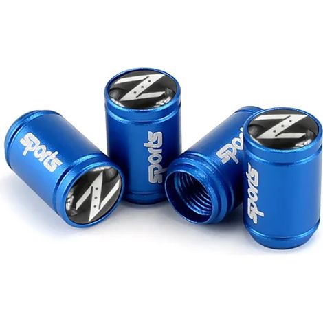 (Bleu) Bouchon de valve de pneu décoratif, style cache-roue, compatible avec les modèles Sentra, Altima, Teana, Titan, Juke, Note, J10, J11, 350z et Versa (logo Z). (1/5)