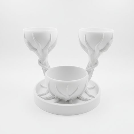 Vaso decorativo bianco con tre portavasi, stile elegante