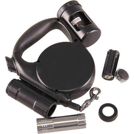 Laisse rétractable pour chien avec lampe torche amovible et support de rangement pour sacs à déjections canines, frein à une main-AquaForge