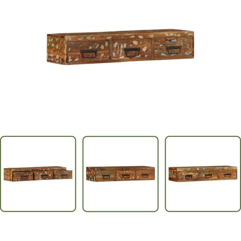 vidaXL Bois recyclé - Meuble TV mural 100x30x19 cm bois massif de récupération (1/5)