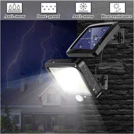 Lumière Solaire Extérieur 56 LED avec Détecteur, IP65 120° Câble 5m, Jardin/Allée [Classe A++] (1/4)