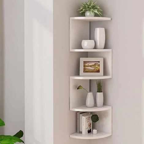 TrAdE Shop Traesio - Mensola Angolare A Parete A 5 Livelli Radiale Classica Rettangolare Scaffali Libreria - (1/5)