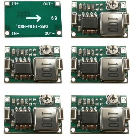 Convertisseur DC DC Abaisseur, Module Mini 360 avec Tension Sortie Reglable 4.75-23V vers 1-17V 3A, Regulateur de Tension Miniature, Abaisseur Tension pour Vehicule et Drone, Lot de 6 Pieces (1/5)