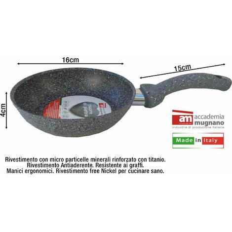 Padella Antiaderente Pietra 16 cm Antigraffio CUORE DI PIETRA Accademia Mugnano (1/4)
