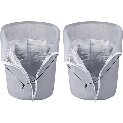 2 Stück Thermo Topfschutz für Pflanzen Winter, 45x50cm, Winterschutz für Kübelpflanzen vor Frost und Nässe, Oxford-Stoff Wiederverwendbarer Schutzbeutel für Topfpflanzen, mit Zugband & Reißverschluss (1/5)