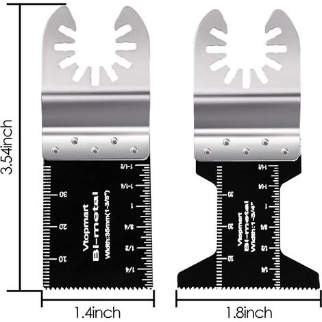 20 lames oscillantes multi-matériaux 35 mm à dents carbure – Découpe de métal, bois, plastique et clous – Pour outil multifonction (1/4)