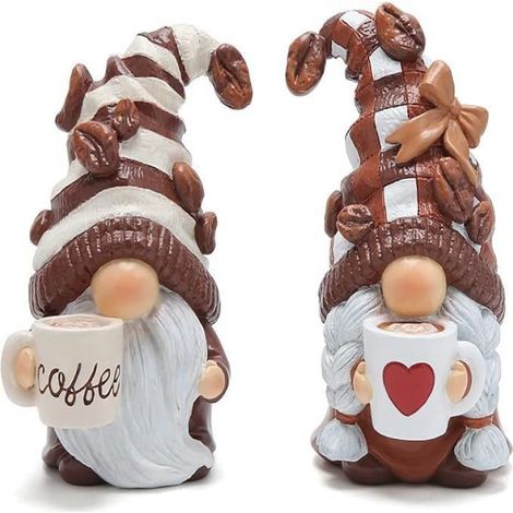 Dekorative Kaffeefiguren (2er-Set) – Kunstharzfiguren für die Kaffeebar
