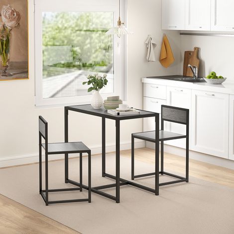 Ensemble table haute 3 pièces, comprenant 2 chaises et 1 table haute, 90 cm x 47 cm x 76 cm, gris (1/5)