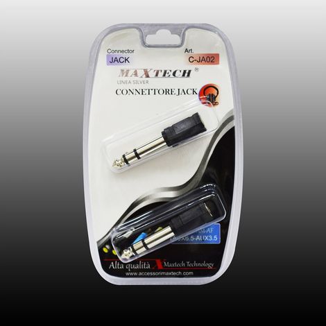 TRADE SHOP - Connettore Adattatore Jack Cuffia Microfono Aux6.5mm-3.5mm Stereo Maxtech C-ja02 -