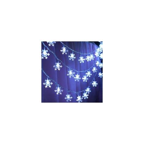 Guirlande lumineuse d'extérieur Guirlande lumineuse flocon de neige 6 m 40 LED à piles avec 2 modes d'éclairage pour sapin de Nol, Halloween, fête, mariage, anniversaire, chambre, festival, nouvel an