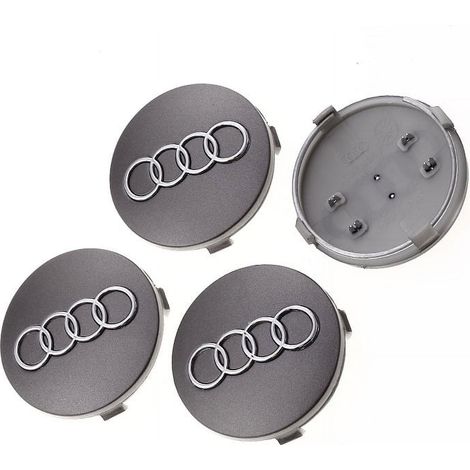 (Gris) 4 enjoliveurs pour centre de roue Audi 60 mm, accessoires auto en ABS (1/4)