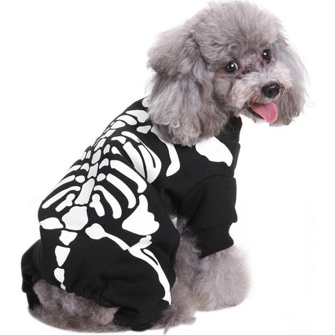 Déguisement de chien pour Halloween, déguisement d'animal de compagnie, déguisement de squelette, déguisement de policier, cosplay SDZ22 squelette L (1/5)