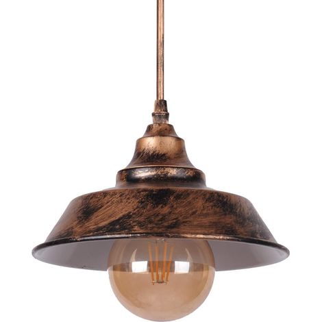Métal Retro Suspensions Luminaires Industriel E27 Simplicité Lustre Vintage Plafonnier Suspension avec Abat-jour Brillant en Métal (sans ampoule) (1/5)
