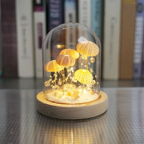 Lampe De Table - Lampe De Nuit À Led - Design Urchin Marin - Pour Chambre Salon Couloir Intérieur Extérieur - 13,5 X 11 Cm - Blanc - 1 Pièce (1/5)