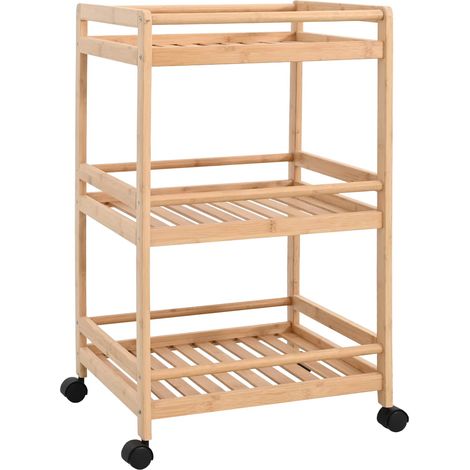 Carrito de cocina con ruedas Natural 46 x 38 x 76 cm Bambú vidaXL