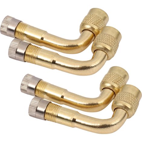 4 extensiones de válvula de neumático de latón de 90 grados, universales para camiones, automóviles y motocicletas. (1/2)