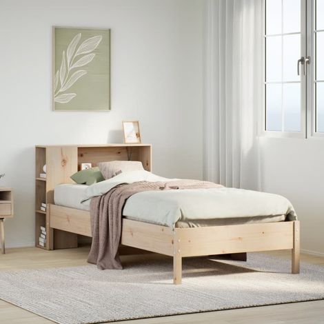 Bücherregalbett ohne Matratze 75x190 cm Massivholz Kiefer