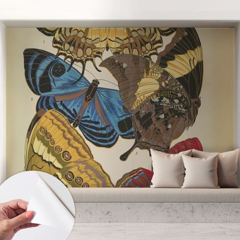 Papier peint adhésif autocollant pour salon chambre à coucher peint imprimé pour mur Inspiration papillons 208x146 cm (1/5)