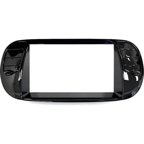 KIT MASCHERINA MONTAGGIO AUTORADIO AFTERMARKET 2DIN COMPATIBILE PER FIAT 500 2007-15 NERO LUCIDO