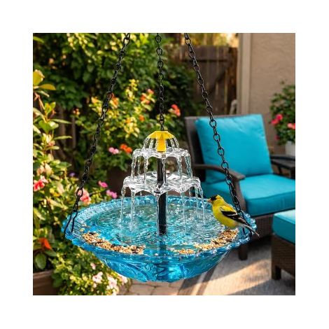 AliExpress Solar-Wasserfall-Vogeltränke – Blau – Wie abgebildet