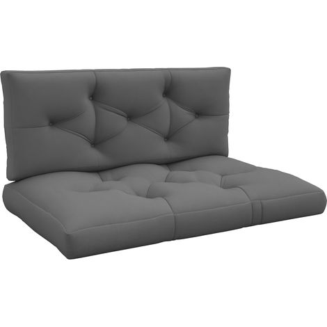 Set mit 2 Kissen für ein 2-Sitzer-Palettensofa, Maße 120 x 80 x 12 cm (L x B x H), graues Polyester