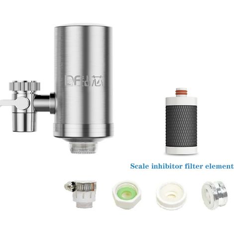 (Kit anti-calcaire) Filtre à eau en céramique lavable et détachable pour robinet de cuisine, purificateur d'eau en acier inoxydable (1/5)
