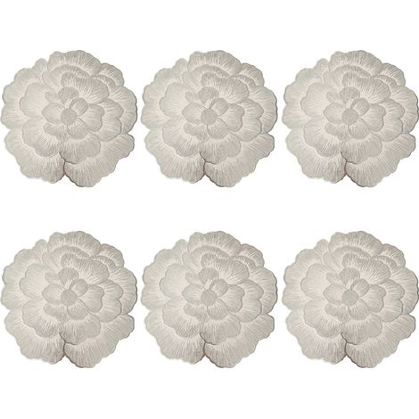 6 sets de table ronds Divers accessoire de portail, motifs floraux, résistants à la chaleur, dorés, pour mariages et réceptions (1/5)