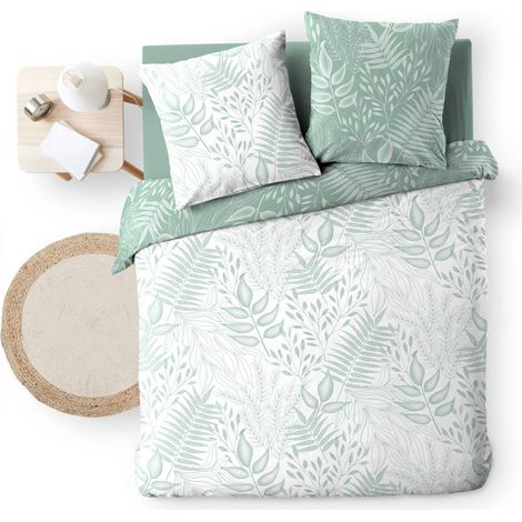 Housse de couette réversible 260 x 240 cm – Coton 57 fils Cassia Sauge (1/5)