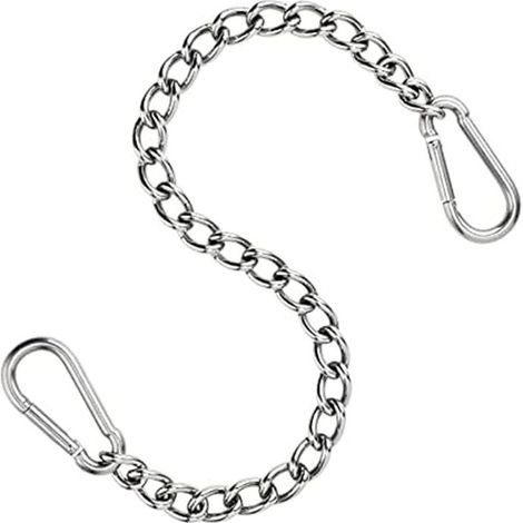 Chaine de Fauteuil Suspendu en Acier Inoxydable 304-66 cm - avec Deux mousquetons - Jusqu'à 250 kg - pour Sac de Sable - Rallonge de Fauteuil Suspendu et hamac (Acier Inoxydable 304) (1/5)