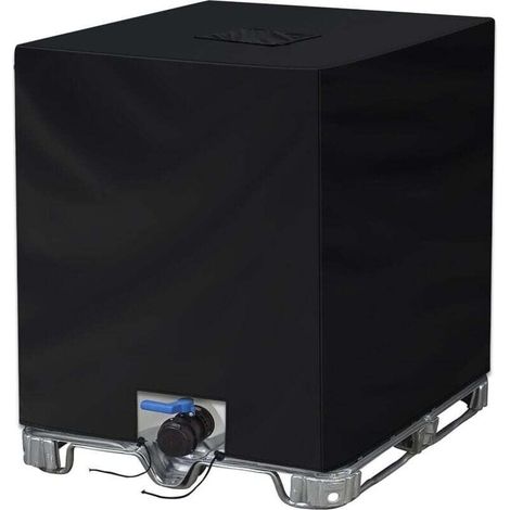 210D Bache pour Cuve IBC 1000L, Bache de Réservoir d'eau Couvercle, Anti-UV Anti-Poussière Bache de Housse Protection, Bouchon Cuve a Eau Bâche (116 x 100 x 120 cm, Noir) (1/4)