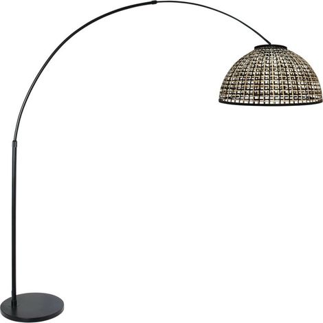 Lampe à arc noir Nox Light avec une teinte en bambou Ø60 cm - 4561ZW