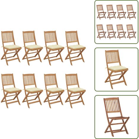Klappbare Gartenstühle 8 Stk. mit Kissen Massivholz Akazie - Gartenstühle - Klappstühle - Holzstühle - Esszimmerstühle - Outdoor Möbel (1/5)