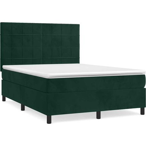 Maison Exclusive - Boxspringbett mit Matratze Dunkelgrün 140x190
