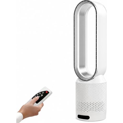 Turmventilator ohne Rotorblätter, 58 cm, geräuscharm, 90°-Oszillation, 8 Geschwindigkeitsstufen, LED-Touchscreen, Timer und Fernbedienung inklusive, für Wohnzimmer, Schlafzimmer und Büro, 14,5 x 58 cm (1/5)