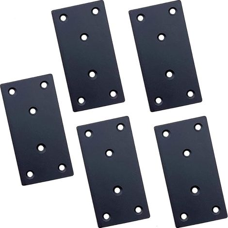 Plaque Perforée Plaques d'assemblage plates Plaques Fixation Équerre équerres plates 100x50x2mm Plaques de raccord pour Rejoint la Fixation et Réparation Meubles (Noir) (1/5)