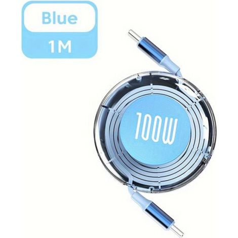 Câble flexible de chargement et de synchronisation de données USB-C vers USB-C - adapté à une variété de téléphones mobiles-bleu (1/4)