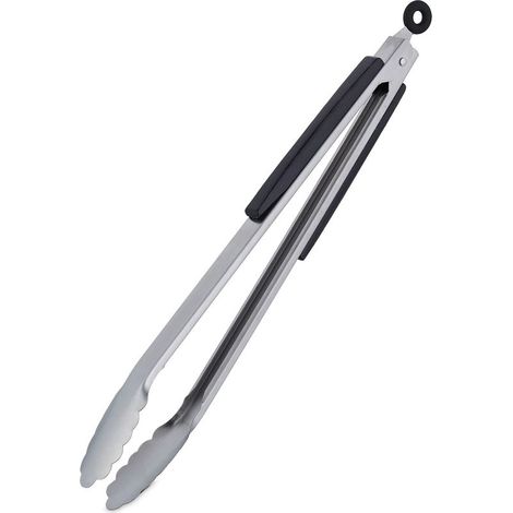 1 Pince barbecue, 38 cm, acier inoxydable, poignée bois, pour grillades, salad (1/5)